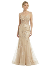 ChicSew Fancy Spaghetti Straps 3D Floral Applique Tulle Satin Mermaid Formal Dresses