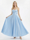 Classy Sweetheart Pleated Satin Prom Dress Floor Length A-Line Formal Gown for Women
