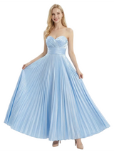 ChicSew Classy Sweetheart Pleated Satin Prom Dress Floor-Length A-Line Formal Gown for Women
