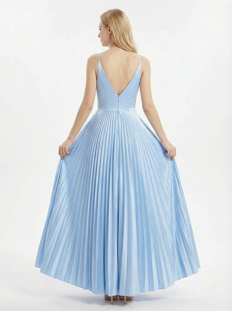 Classy Sweetheart Pleated Satin Prom Dress Floor Length A-Line Formal Gown for Women
