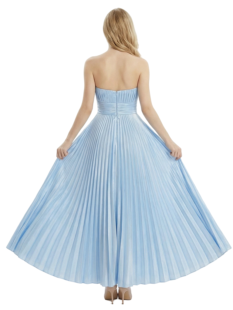ChicSew Classy Sweetheart Pleated Satin Prom Dress Floor-Length A-Line Formal Gown for Women