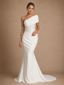 ChicSew Elegant Asymmetric Mermaid Satin Floor-Length Wedding Dress With Boning