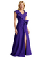 Elegant V-Neck Crepe Side Slit A-Line Long Mother of the Brides Dresses