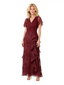 Elegant A-Line Lace Applique V-Neck Ruffle Chiffon Long Mother Of The Bride Dresses