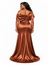 ChicSew Asymmetrical Neckline Mermaid Side Slit Satin Long Bridesmaid Dresses