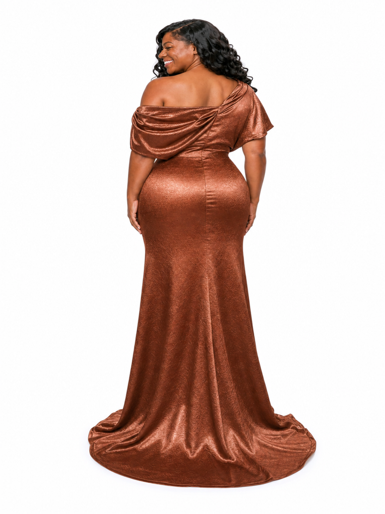 ChicSew Asymmetrical Neckline Mermaid Side Slit Satin Long Bridesmaid Dresses