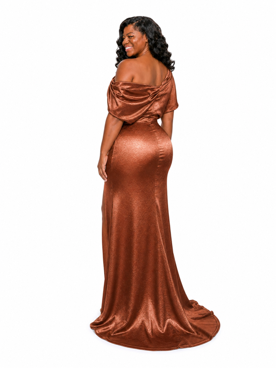 ChicSew Asymmetrical Neckline Mermaid Side Slit Satin Long Bridesmaid Dresses