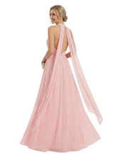 Elegant Mother of The Bride Dress Unique Halter Chiffon Pleated Long A-Line Formal Gown