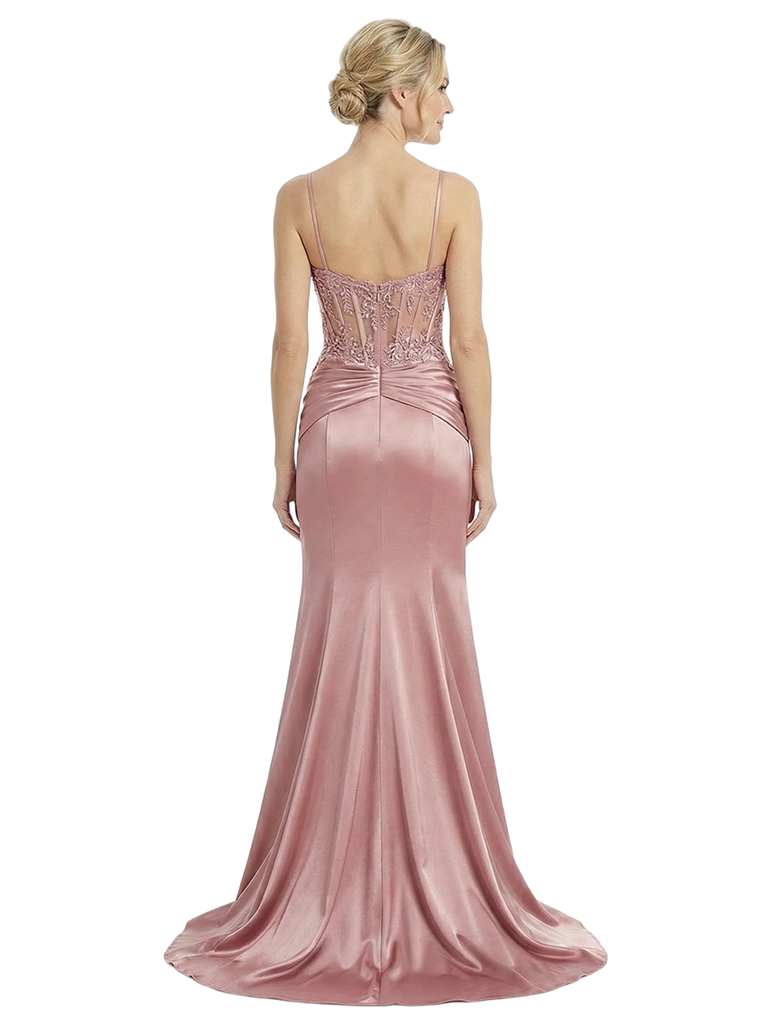 ChicSew Modern Boning Ruching Appliques Prom Gown Satin Mermaid Formal Dress