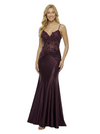 ChicSew Sexy V-Neck Lace Appliques Prom Gown Mermaid Satin Formal Dress Spaghetti Straps