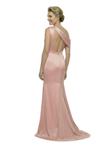 Unique One Shoulder Sleeveless Mother of The Groom Dress Classy Ruched Satin Maxi Gown with Sparkly Embellishments