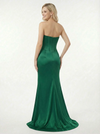 Pretty Strapless Cowl Neck Prom Gown Embroidered Corset Satin Mermaid Dress with Slit