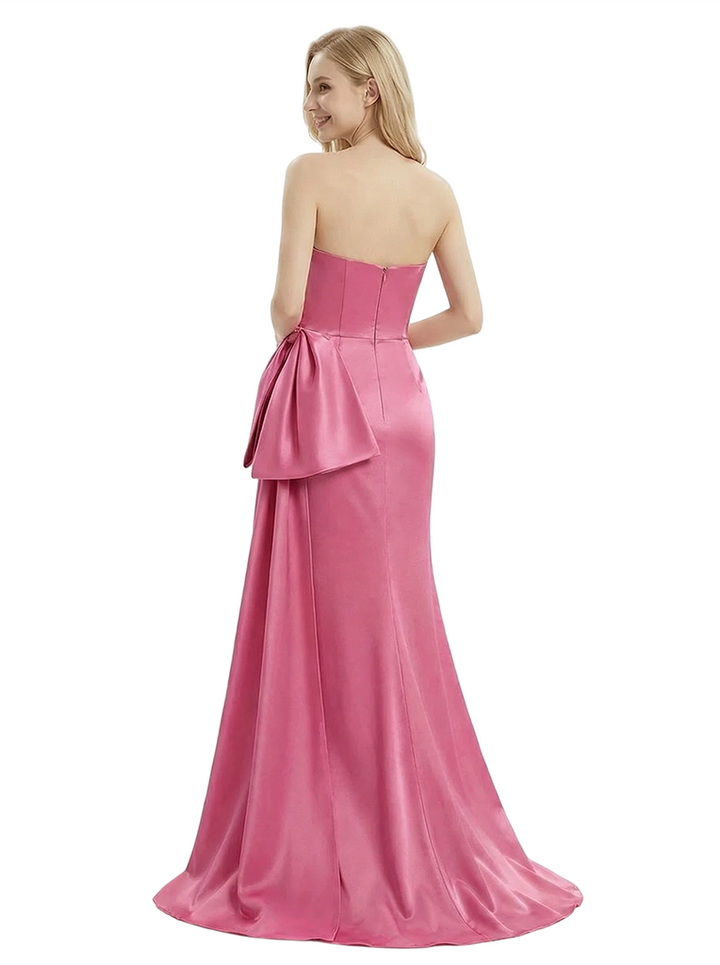 ChicSew Classy Sweetheart Side Slit Prom Gown Ruched Satin Mermaid Dress