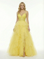 Pretty V-Neck Tiered Tulle Prom Gown Sleeveless Layered A-Line Formal Gown for Gala