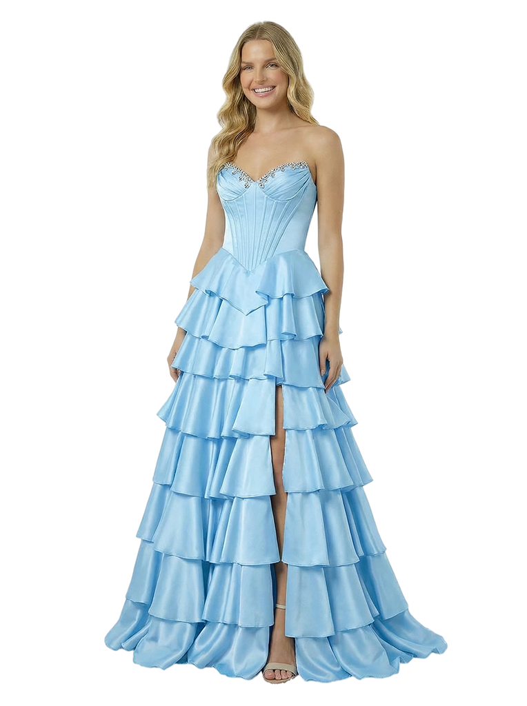 Chicsew Elegant Long Evening Dresses Sexy Strapless Sweetheart Ruched Corset Side Split A-Line Satin Maxi Prom Dress, Custom Color(Leaving A note) Chicsew Elegant Long Evening Dresses Sexy Strapless Sweetheart Ruched Corset Side Split A-Line Satin Maxi Prom Dress, Custom Color(Leaving A note)