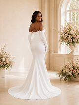 ChicSew Modern Strapless Boning Sleeveless Ruching Satin Mermaid Maxi Wedding Dress