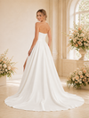 ChicSew Fancy Strapless Side Slit Ruching A-line Satin Floor-Length Wedding Dress