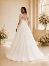 ChicSew Elegant A-Line Illusion Long Sleeves Lace Appliques Tulle Maxi Wedding Dress