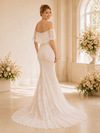 ChicSew Classy Romantic Off The Shoulder Mermaid Lace Long Wedding Dress With Train