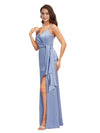 Sexy V-Neck Spaghetti Straps Soft Satin Mermaid Ruched Long Bridesmaid Dresses Online