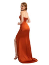 Sexy Sweetheart Silky Satin Side Split V-Neck Mermaid Maxi Bridesmaid Dresses Online