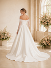 ChicSew Classy Unique Off The Shoulder Long Sleeves Satin A-Line Maxi Wedding Dress With Lace