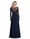 Elegant Chiffon Lace Long Sleeves Jewel A-Line Mother Of The Bride Dresses