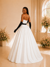 ChicSew Modern Strapless A-Line Ruched Satin Maxi Wedding Dress With Belt
