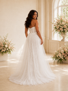 ChicSew Unique Sweetheart Lace Appliques Tulle Maxi Mermaid Wedding Dress With Overskirt