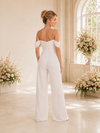 ChicSew Modern Off The Shoulder Crepe Ruching Floor-Length Wedding Jumpsuit