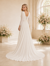 ChicSew Classy Unique Lace V-Neck Long Sleeves Chiffon A-Line Floor-Length Wedding Dress