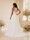 ChicSew Elegant Halter Sleeveless Lace Appliques Chiffon A-Line Maxi Wedding Dress