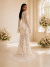 ChicSew Unique V-Neck Lace Appliques Long Sleeves Side Slit Maxi Mermaid Wedding Dress