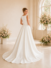 ChicSew Classic Jewel Sleeveless Satin A-Line  Floor-Length Wedding Dresses