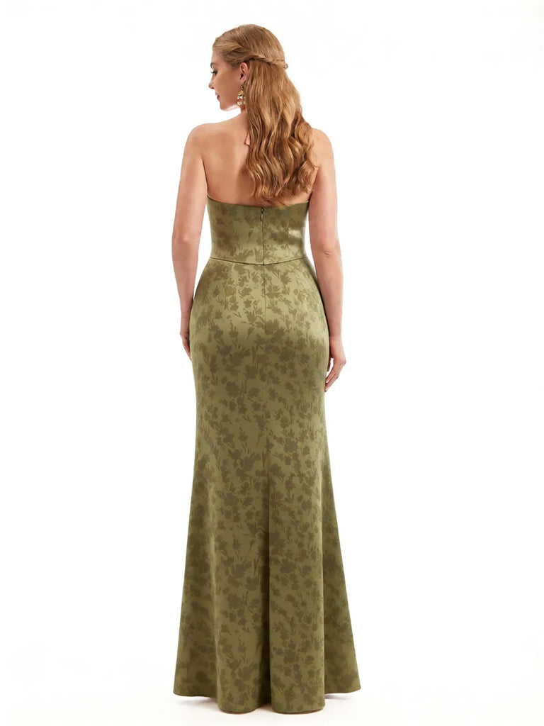 Beautiful Halter Side Slit Mermaid Floral Satin Maxi Floral Formal Dresses For Women