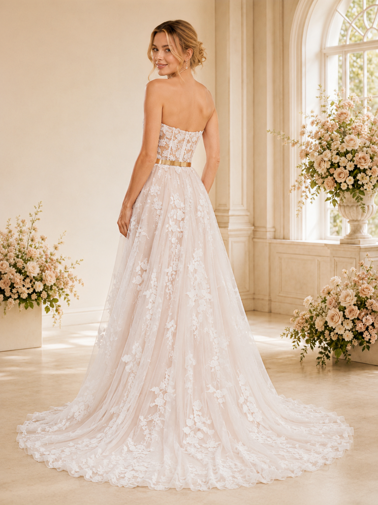 ChicSew Sexy Sweetheart A-Line Sleeveless Lace Tulle Long Wedding Dresses