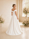 ChicSew Elegant Off Shoulder V-Neck Crepe A-Line Long Wedding Dresses Online