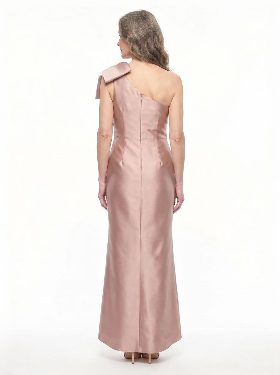 ChicSew Fancy One Shoulder Bow Knot Silky Satin Sheath Mother Of The Groom Evening Gowns