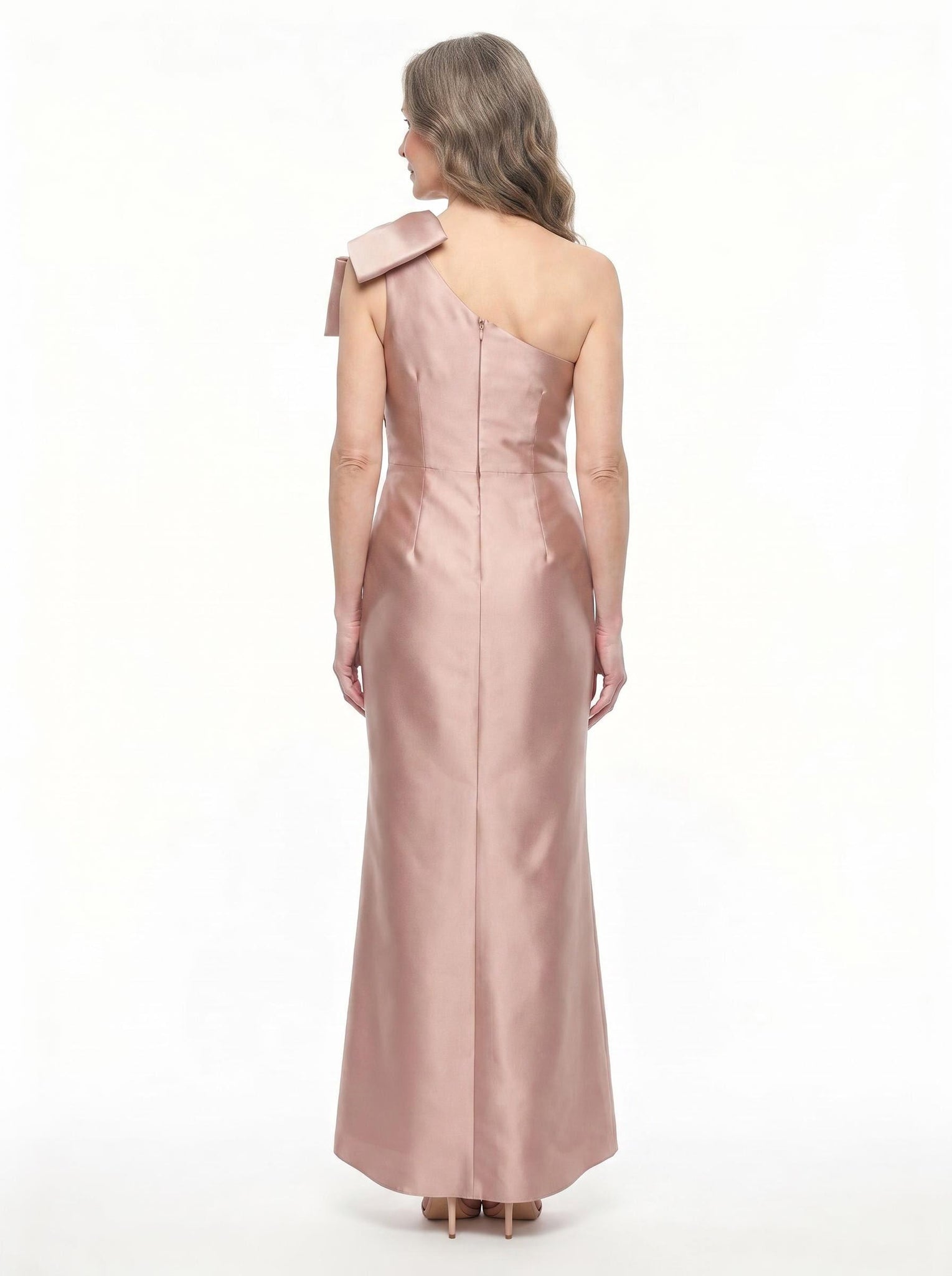 ChicSew Fancy One Shoulder Bow Knot Silky Satin Sheath Mother Of The Groom Evening Gowns