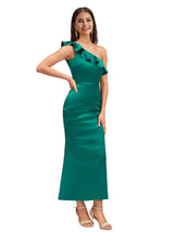 Sexy Mermaid Ruffle One Shoulder Soft Satin Ankle-Length Bridesmaid Dresses Online