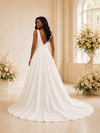 ChicSew Simple V-Neck Satin A-Line Sleeveless Floor-Length Wedding Dress