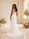 ChicSew Elegant Crepe Square Neck Side Slit Maxi Long Wedding Dress With Applique
