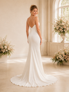 ChicSew Fancy V-Neck Spaghetti Straps Satin Mermaid Floor-Length Wedding Dress