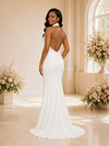 ChicSew Modern Crepe Halter Long Open Back Mermaid Wedding Dress