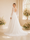 ChicSew Fancy Deep V-Neck Long Sleeves Sequin A-Line Long Wedding Dress