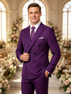 Classic 2 Piece Purple Men's Suit with Regular Fit and Sophisticated Peak Lapel