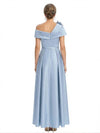 ChicSew Off Shoulder Satin Ruched Long Elegant Mother of the Bride Dresses With Flower