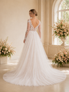 ChicSew Elegant V-Neck Long Sleeves Tulle Lace Appliques A-Line Maxi Wedding Dress