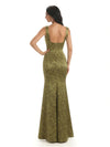 Elegant Spaghetti Straps Square Mermaid Long Satin Floral Formal Evening Dresses For Ladies