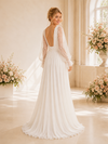 ChicSew Sexy A-Line Chiffon Long Sleeves Deep V-Neck Wedding dresses Online